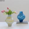 Vaso in Vetro Dipinto Onde del Mare Blu Vasi per Piante Idroponiche Decorazione da Tavolo Composizione Floreale Vasi Floreali Arredo Estetico per la Stanza