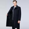 Herren Winter Kaschmir Mantel, Samt gefüttert, Knielang, Warmer Woll-Trenchcoat für mittlere und ältere Jahre, Dad-Style Oberbekleidung.