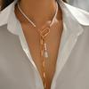 European & American Chic Faux Pearl Detachable Necklace with Creative O-Clasp and Y-Tassel Chain for Women