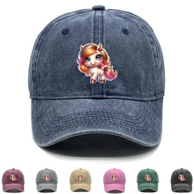Snapback Sonnenhut mit Einhorn-Print, Tier-Papa-Hut, einfarbig, roher Rand, lässig, unelastisch, verstellbar, Baseballkappe