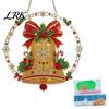 Parent Child Interactive Crafts Christmas Faux Diamond Art Ornament, DIY Santa Claus Sun Catcher Kit, Rhinestone Sets Xmas Wreath Hanging Ornament