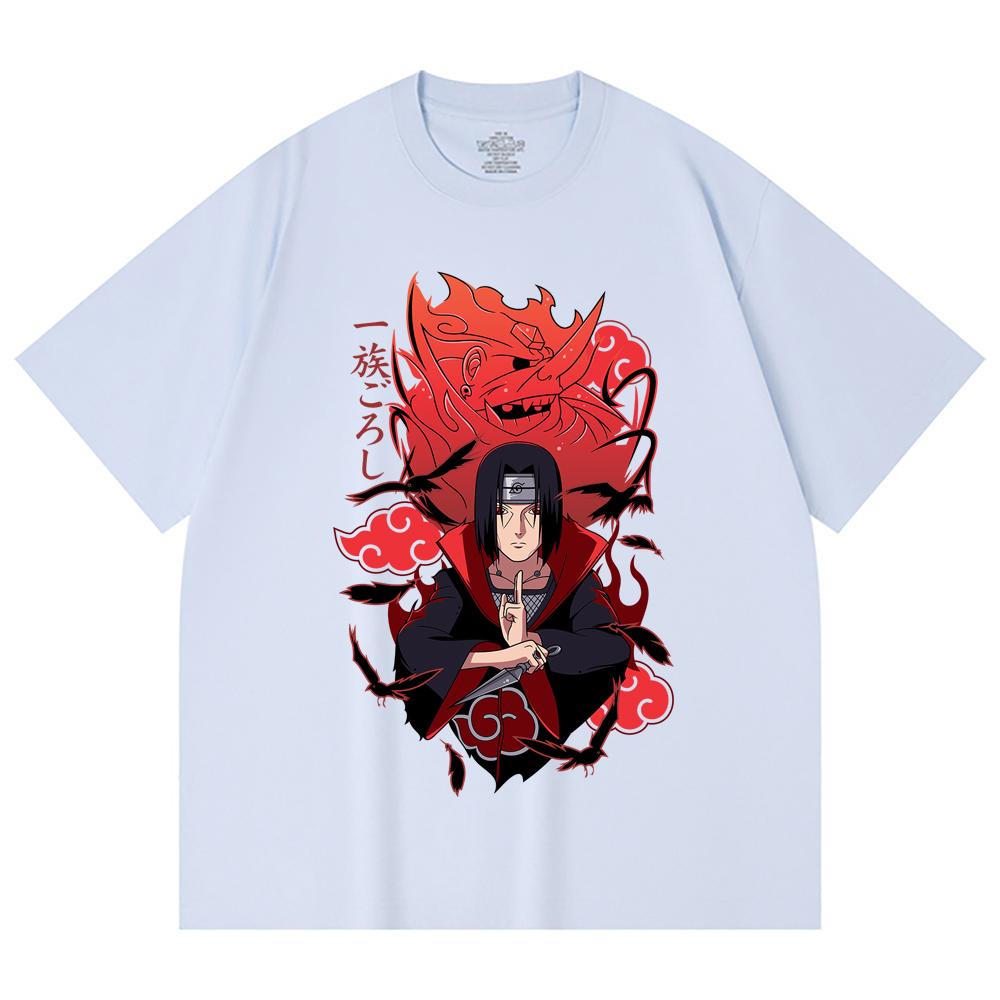230 g/m² 100% bavlna Naruto V12 potisk Itachi Unisex těžké bavlněné tričko