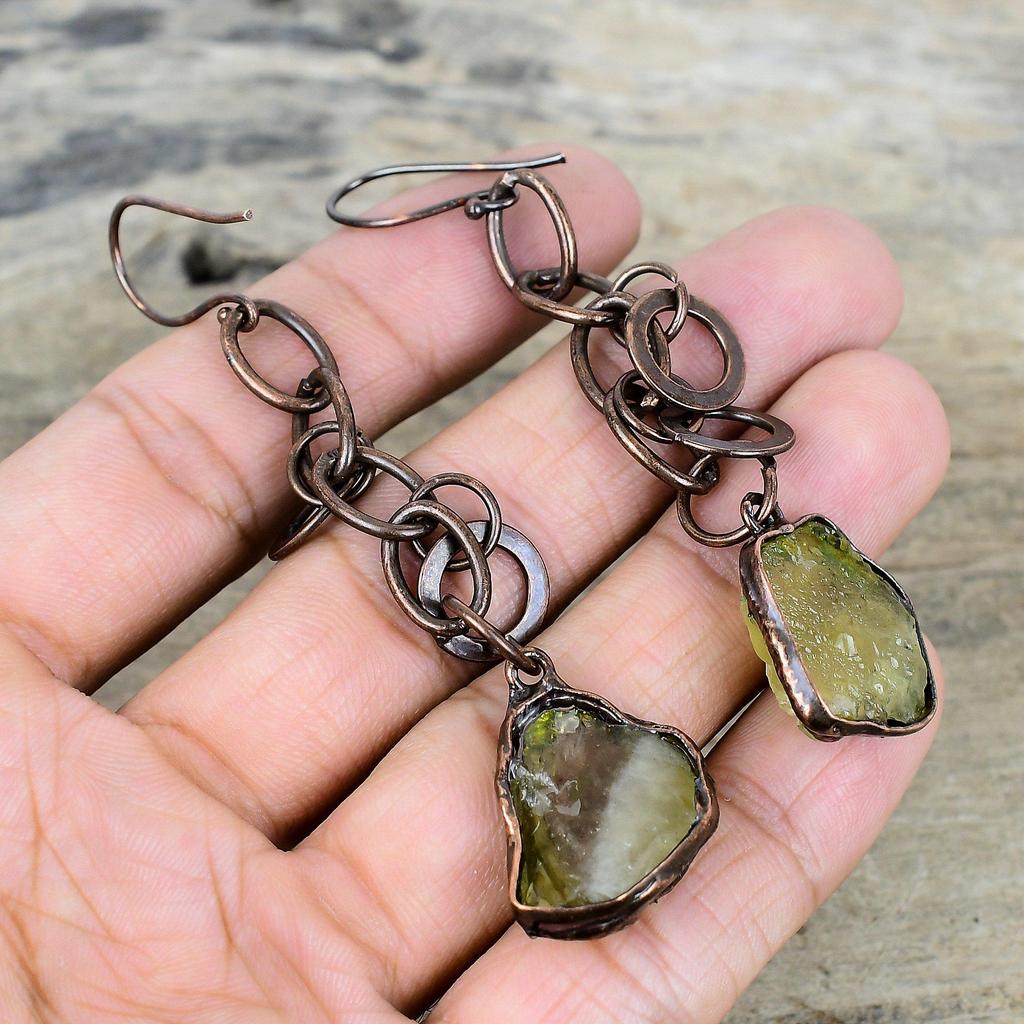 Citrine Rough Earring Electroformed Copper Earrings Handmade Earring Citrine Rough Gemstone Jewelry Gifts for Mom Wonderful Copper Jewelry