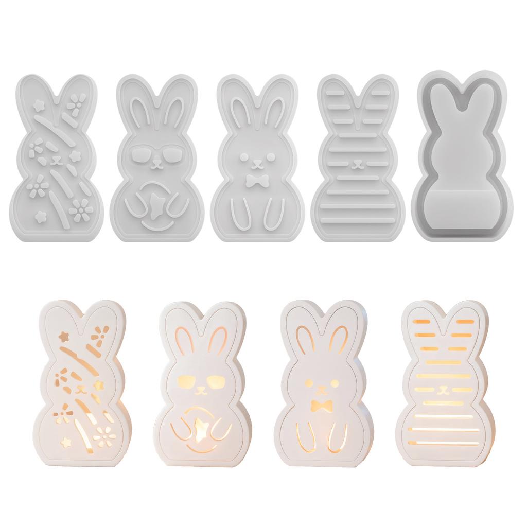 DIY Rabbit Hollow Atmosphere Lamp Resin Mold, Resurrection Rabbit Figurine, Plaster Silicone Mold Decoration