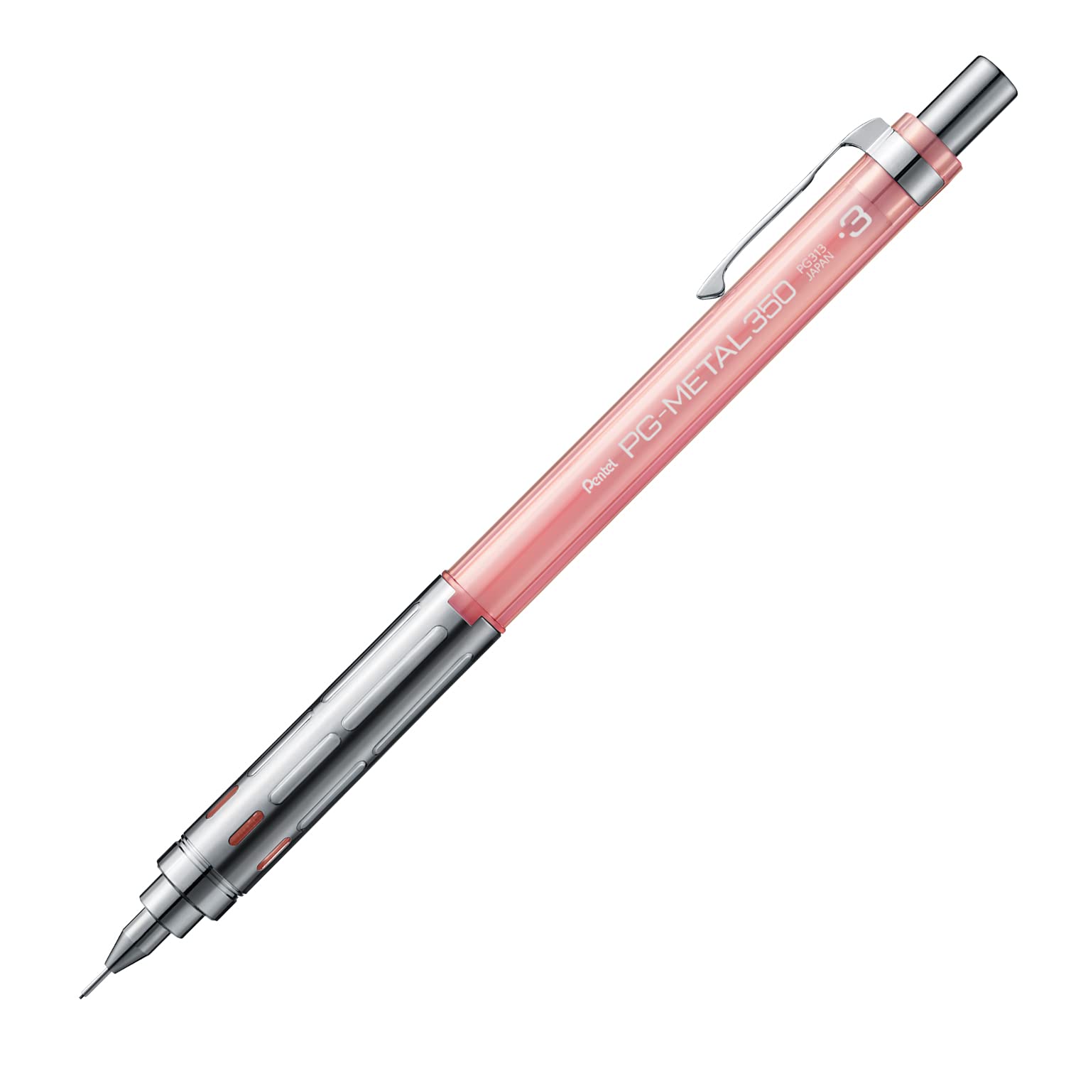 

Pentel Mechanical Pencil PG Clear 5 PG-METAL350, Metal, 0.3mm, Pink, Pens, XPG313-TP