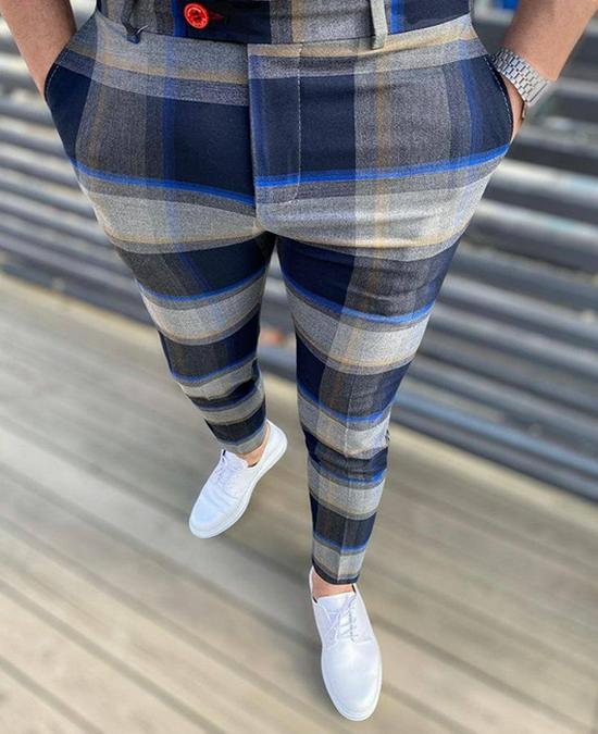 2025 Μπεστσέλερ Ανδρικό Καρό Ψηφιακό Μοτίβο Επαγγελματικό Καθημερινό Παντελόνι