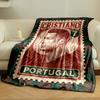 Retro Cristiano Ronaldo Portugal Red Soft Blanket, Silky Soft Blanket for Restful Sleep, Durable Warm Throw for Outdoor Fun