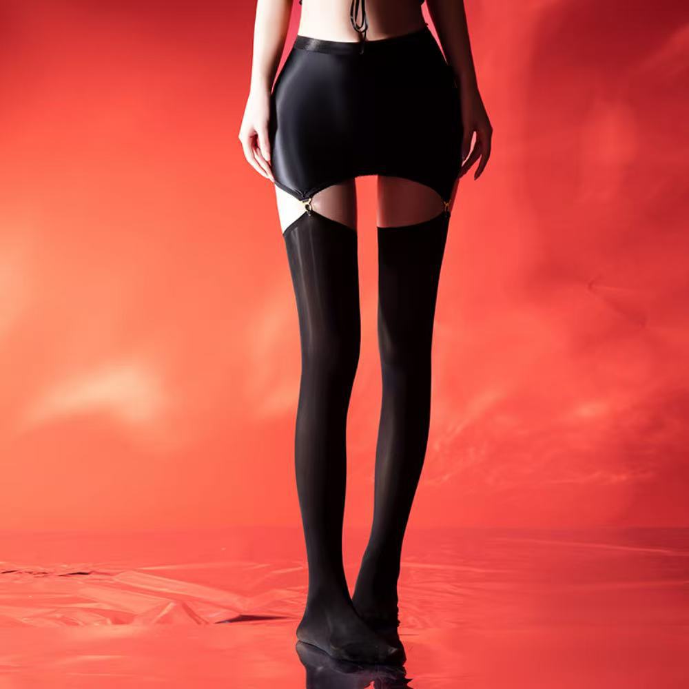 Sex stockings Sexy suspenders Integrated socks Pure desire Spice girls stockings Nightclub dancing red edge black silk stockings