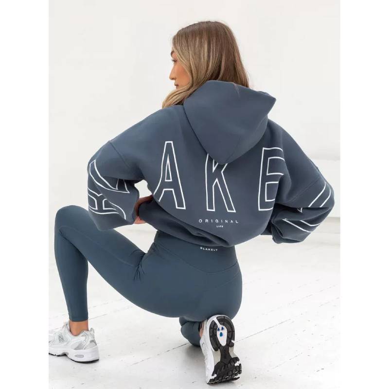 Sweat à capuche imprimé style Hip Hop pour femme en polyester épais pour un style décontracté de rue