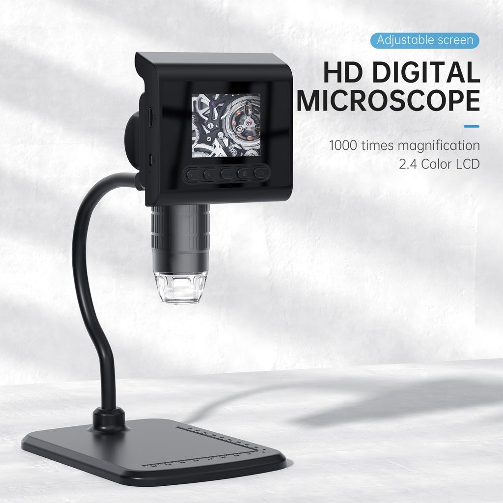 2.4'' LCD Digital Microscope, 1080P 1000X Magnification Zoom Microscope Camera, Portable Magnifier