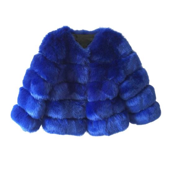 Women Winter Coat Faux Fur Thermal Sleeves Open Long Stitch Solid Color