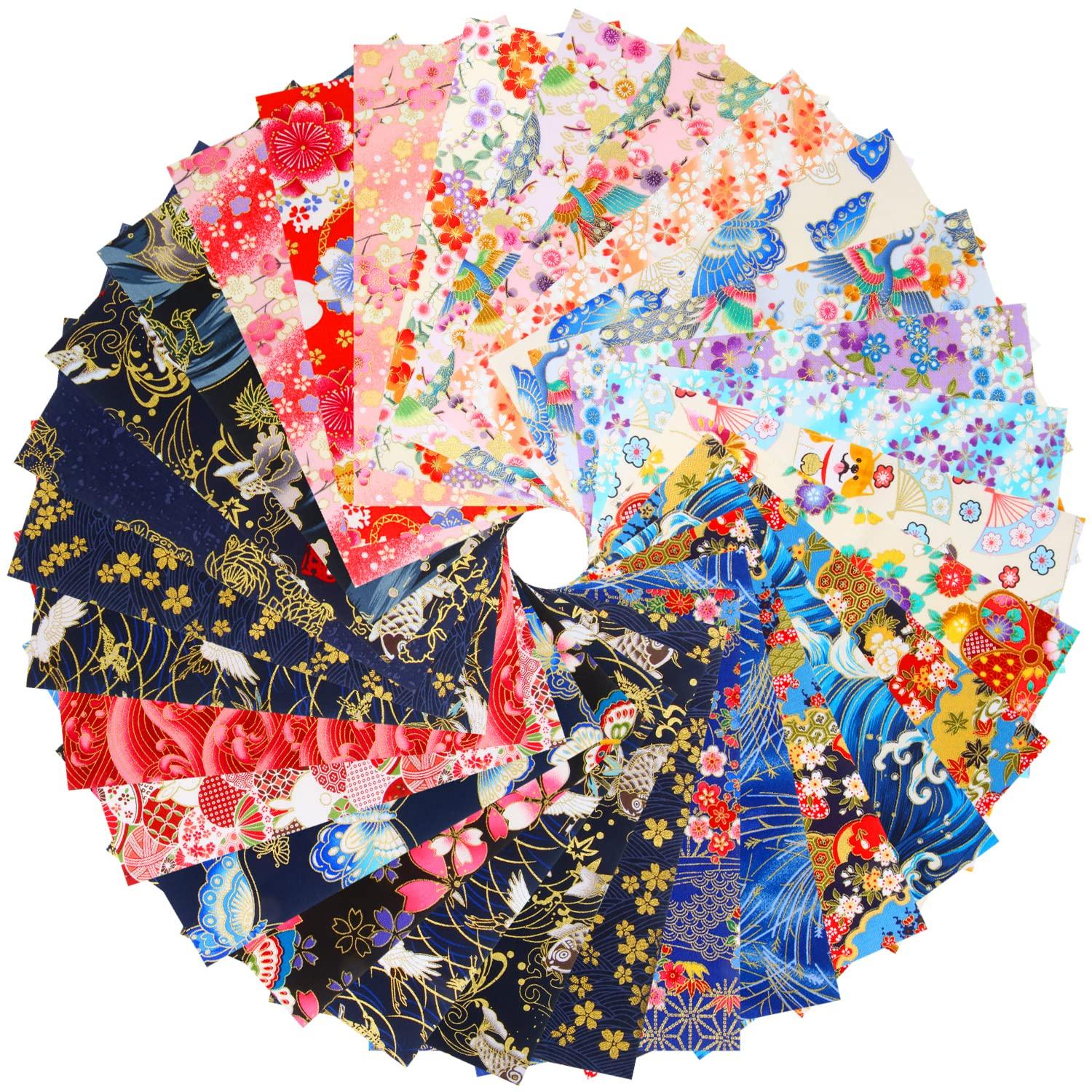 

DERAYEE 30 Gold Foil Handmade Craft Floral and Animal Sewing Japanese-Style Fabric, Sheets, 20x25cm, Stamping, Supplies, Prints, Gift, золотий