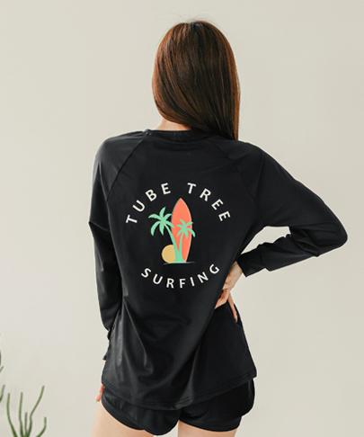 Tyubeuteuli Surfing Women'S Loose Fit Long Sleeve Rash Guard B607 Black