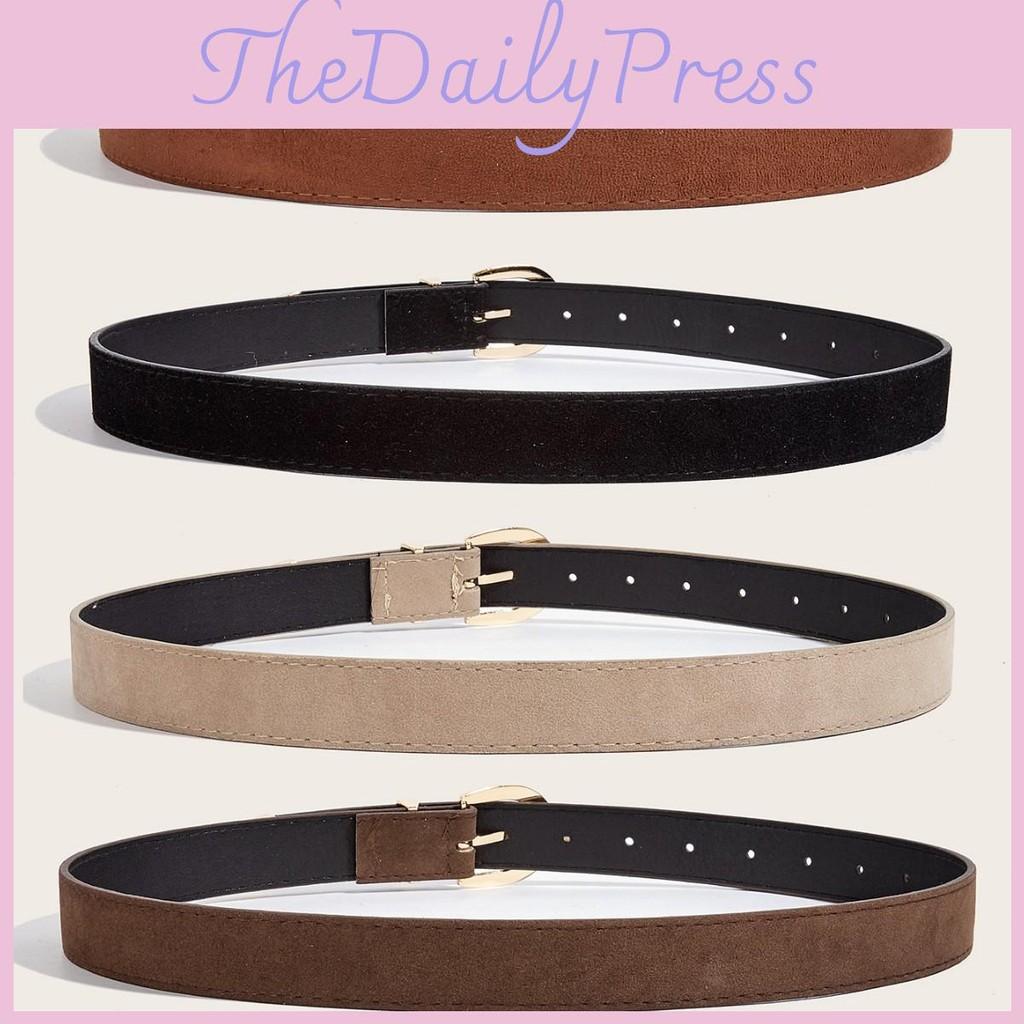 Retro Color Solid Simple Designer Pu Leather Belt Alloy Buckle Style Commuter