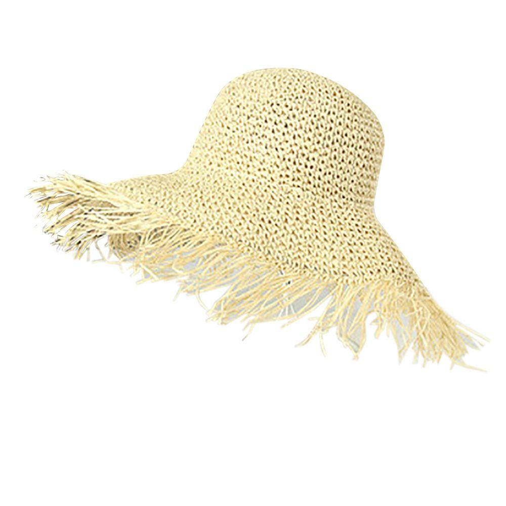 

Широкополая соломенная шляпа, соломенная шляпа рыбака, модная шляпа-зонтик бежевый