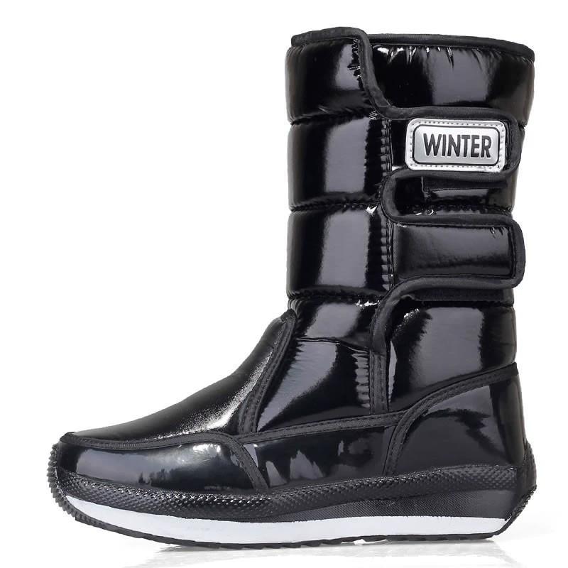 Korean Version Of Thickened Cotton Plus Velvet Warm Women's Mid-Tube Lightweight Anti-Skiing Floor Boots Casual Velcro Patch