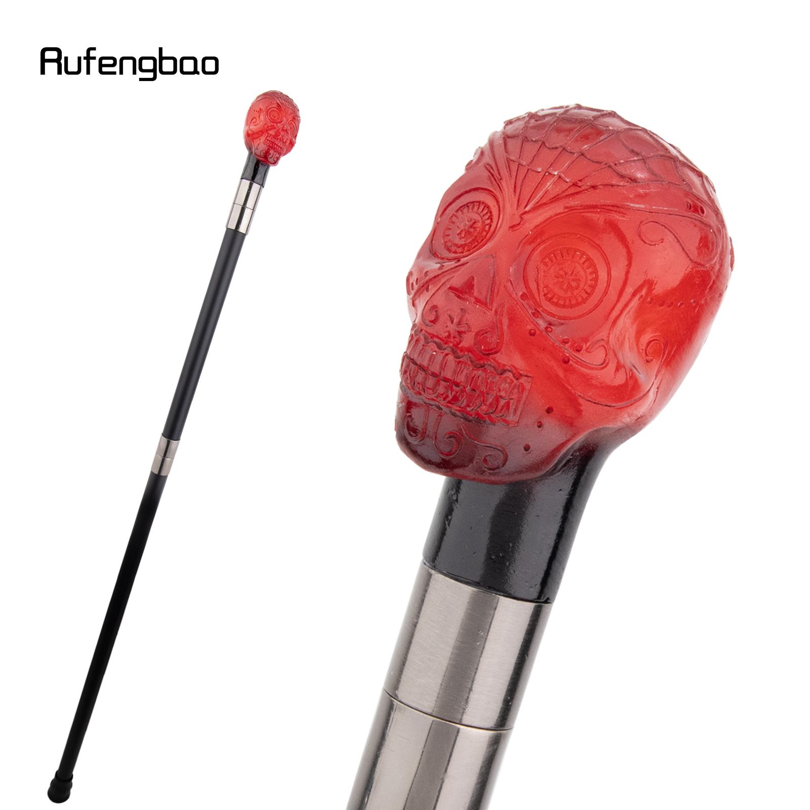 Красная Прозрачная Смола Череп Голова Трость Модная Декоративная Стальная Палка Мужская Исполнительская Сценическая Трость 93см