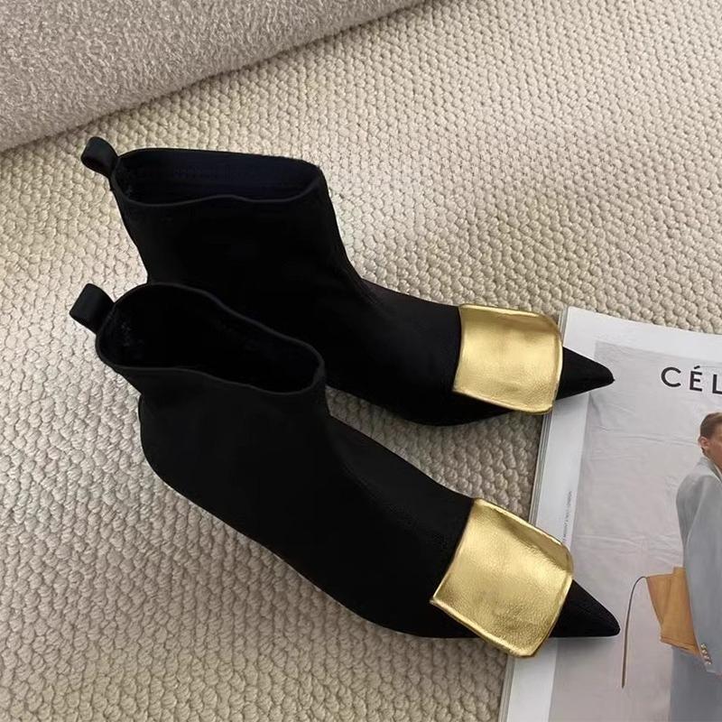 Pointed Toe Women Ankle Boots Suede Fashion Heeled Shoes Dress Luxury Woman Pumps 2025 Winter New Designer Elegant Mujer Botas