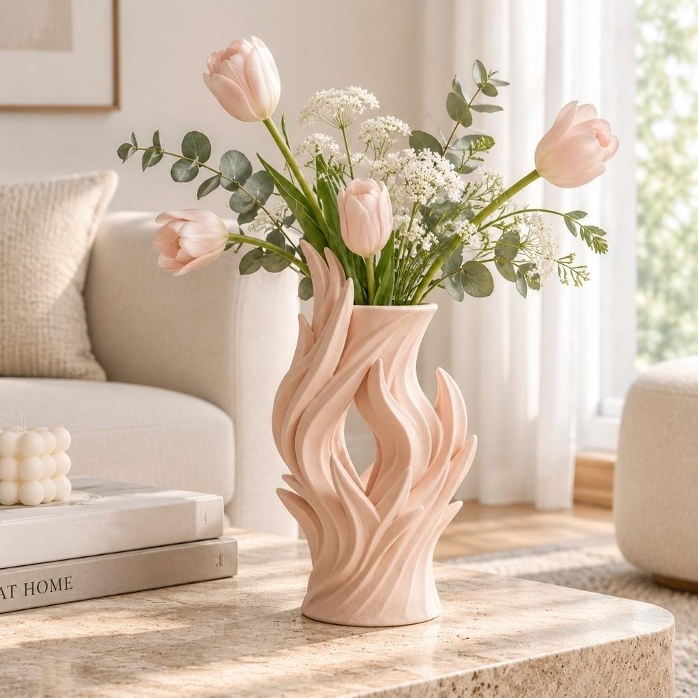 3D-gedruckte künstlerische Flammenvase Verdrehte Wellen-Blumenbehälter Unregelmäßige Vase Schreibtischdekoration