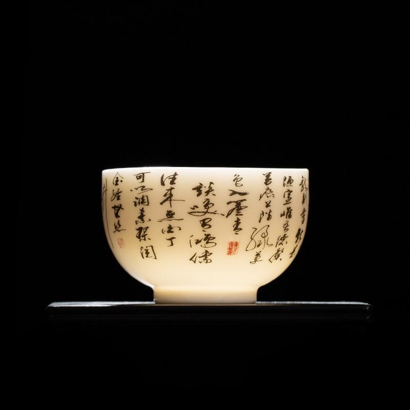 1 Stück Chinesische Exquisite Keramik Teetasse Handgefertigt Schrift Meistertassen Boutique Teeschale Meditationsbecher Retro Teeset Zubehör