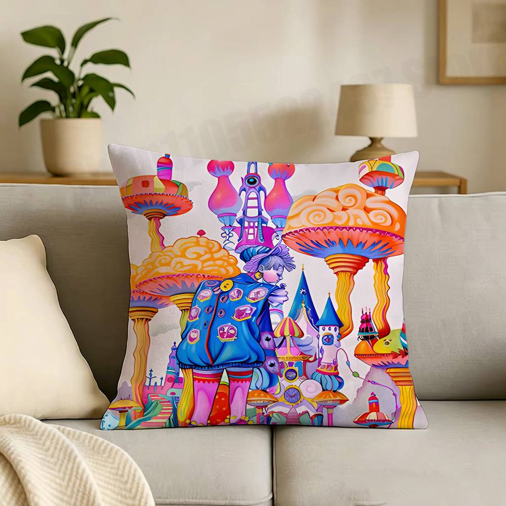 Fantasy Dream Illustration Print Throw Pillow Cover Square Cushion Case for Living Room Bedroom Decor