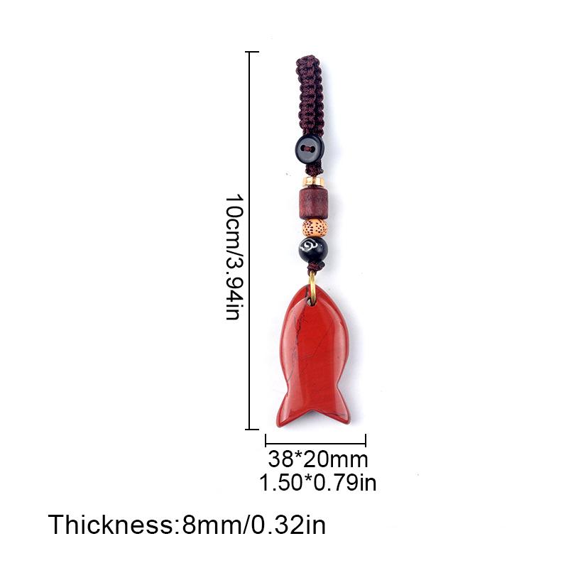 1PC Handmade Fish Keychain Boho Style Keychain Natural Crystal Agate Jewelry Crystal Keychain 38x20mm