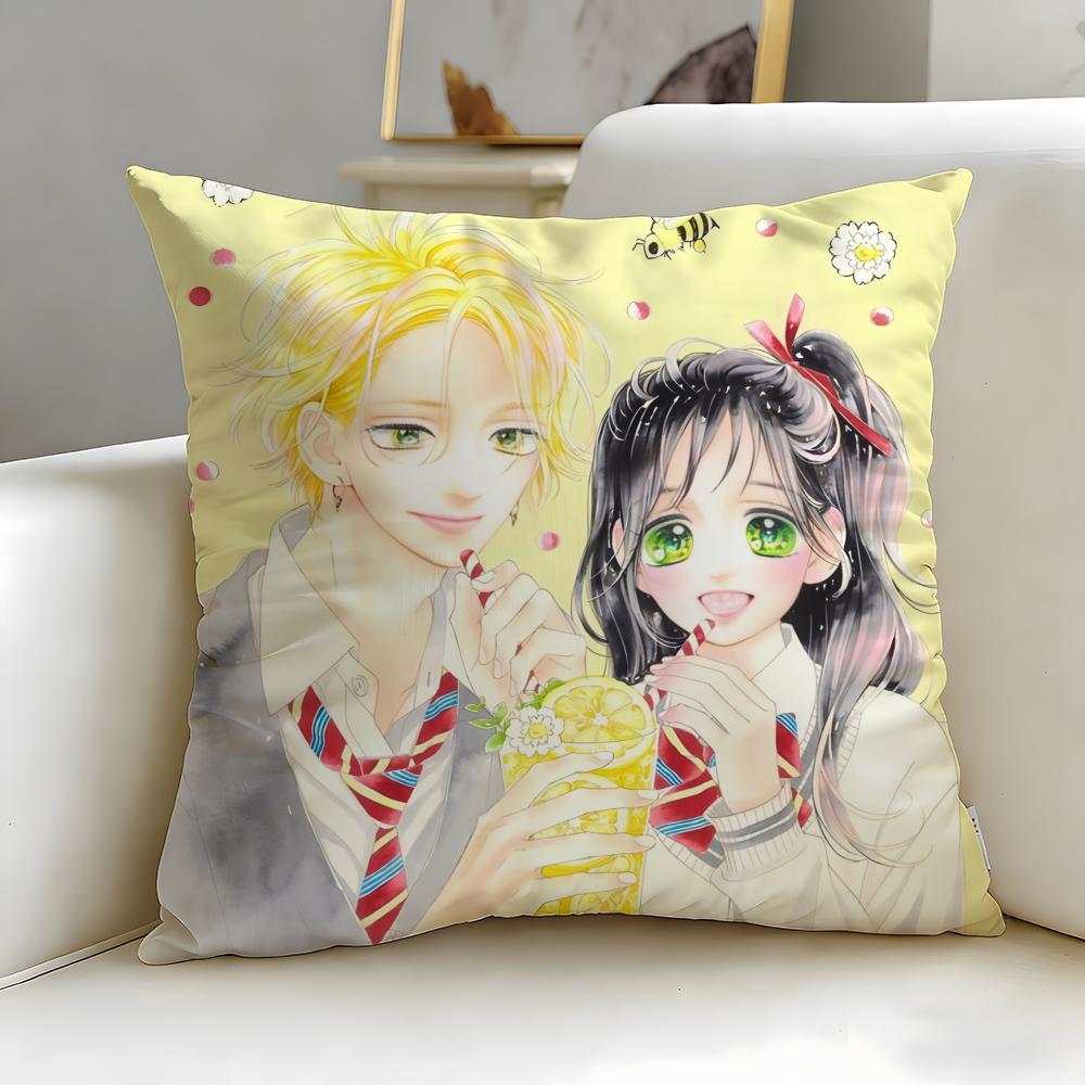 Classic Anime Honey Lemon Soda Cushion Cover Soft  EasyWash Pillow Case  Versatile for Couch Bed Travel and Office