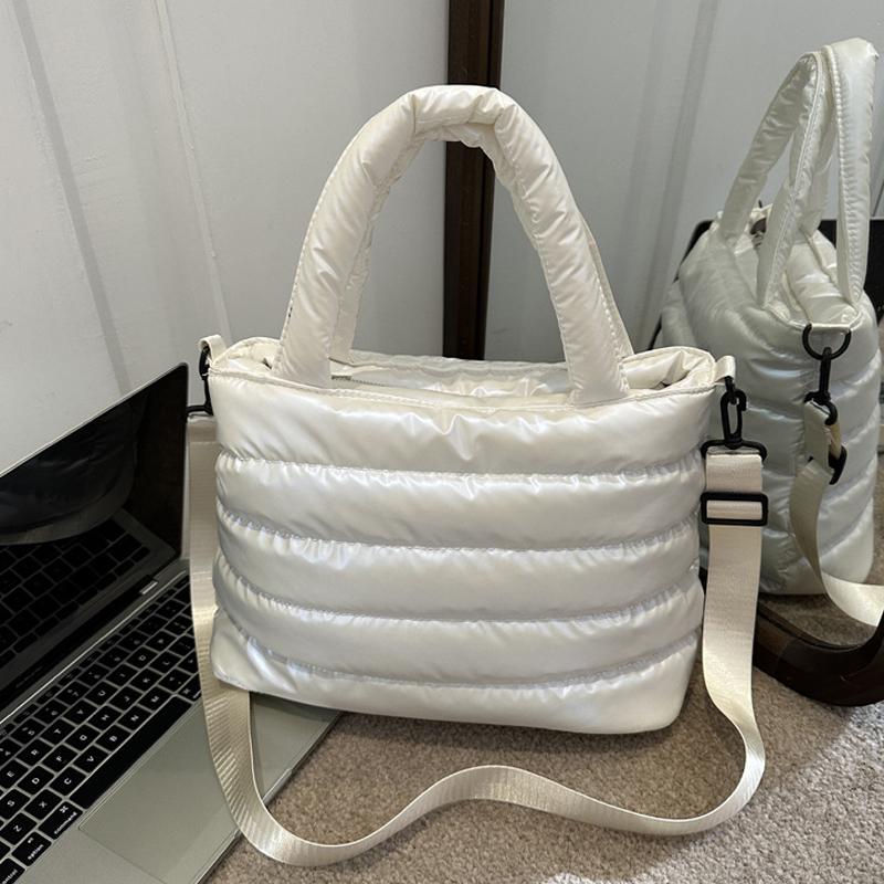 

Женская стеганая сумка-тоут, универсальная сумка на плечо с мягкой подкладкой, легкая мягкая сумка-саквояж большой вместимости, повседневная зимняя дорожная сумка 34x17x23cm