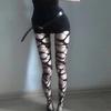 A pair of homemade gothic punk style stockings hot girl subculture Y2K black hole stockings bottoming pantyhose