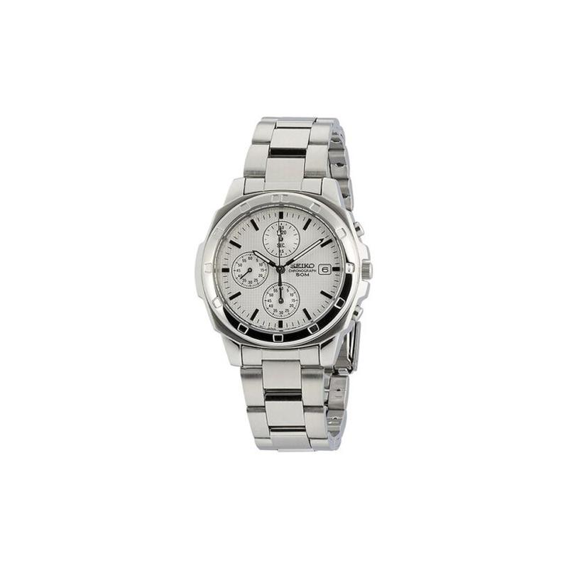 SEIKO 50 meters waterproof casual Quartz Steel Strap men s watch white dial SND187P белый