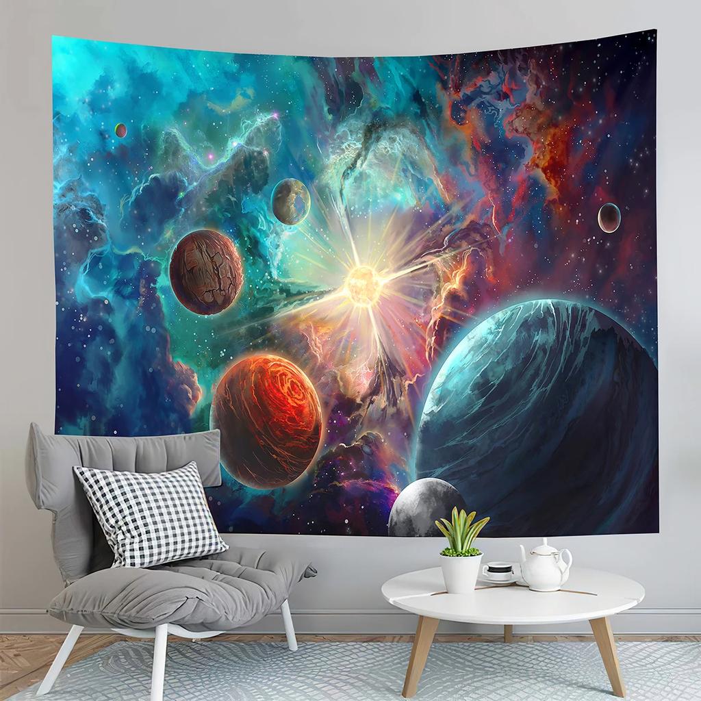 Fantasy Galaxy Tapestry Universe Outer Space Earth Landscape Tapestry Wall Hanging Decor Tapestries Bedroom Living Room Dorm