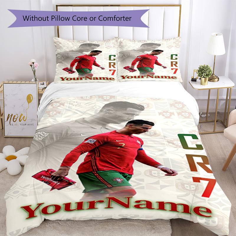 Cristiano Ronaldo 103 Customize Your Name Bedding Set Breathable Duvet Cover with Pillowcases Home Decoration Birthday Gift