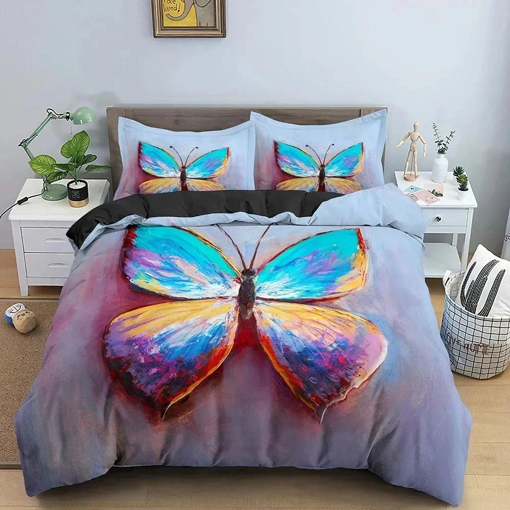 Butterfly Bedding Set Daisy Pattern Duvet Cover Bedroom Comforter Covers Single Twin King Size Quilt Cover Home Textile