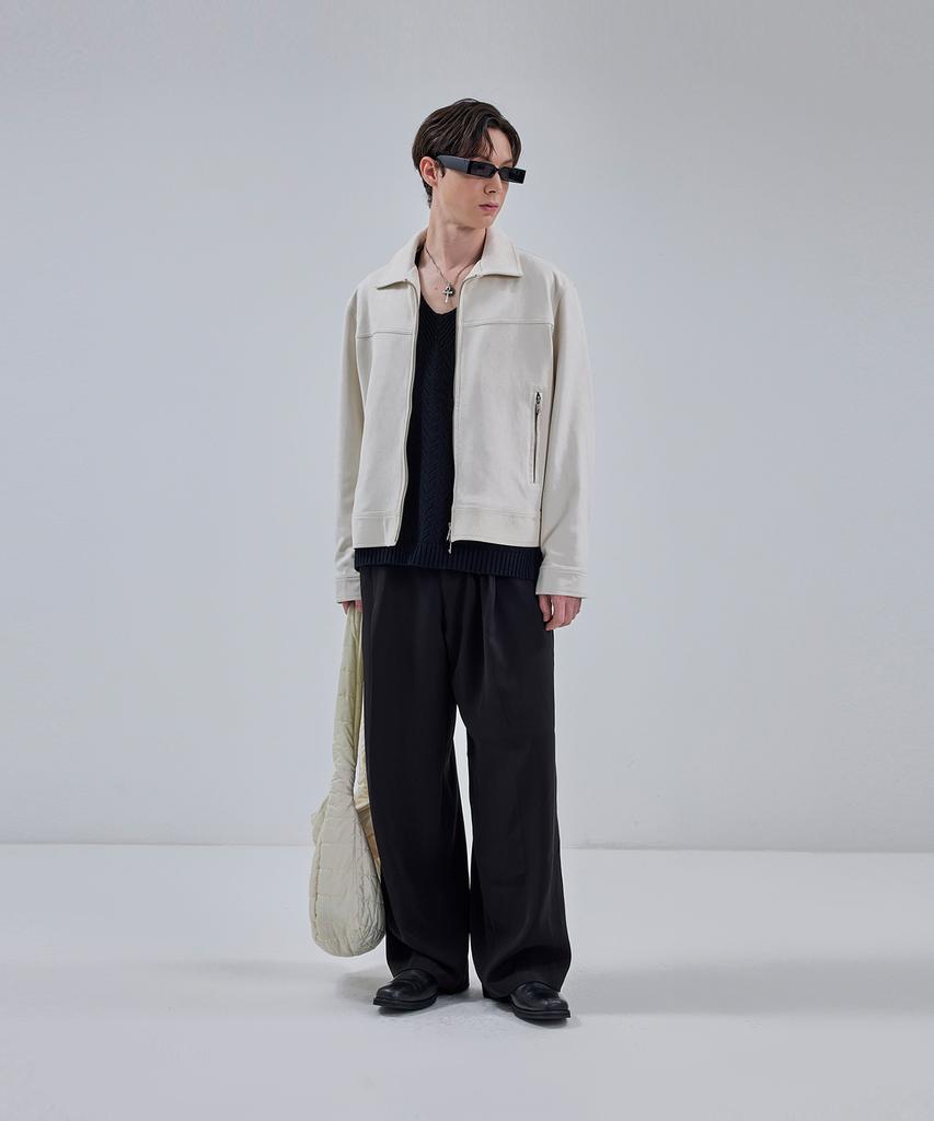 Ironyporno Whiteline 86-Iro237 Biker Collar Suede Jacket Ivory