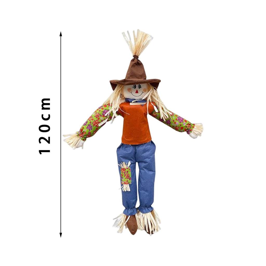 47.24inch Fall Scarecrow Decor Standing Scarecrow for Porch Outside Patio Halloween Halloween Treats
