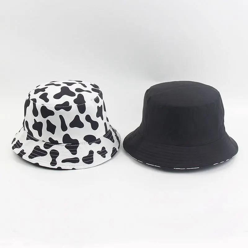 Cow Double-Sided Black and White Cow Panda Zebra Pattern Bucket Hat Women's Summer Double-Sided Hat