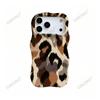 Premium brown leopard print mobile phone case Apple 15promax wave double-layer film case iPhone17 European and American style