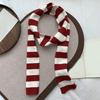 Handmade Knitted Striped Scarf for Female Girl Y2K Long Neck Scarf Spring Autumn Narrow Thin Scarf Harajuku Neck Wear