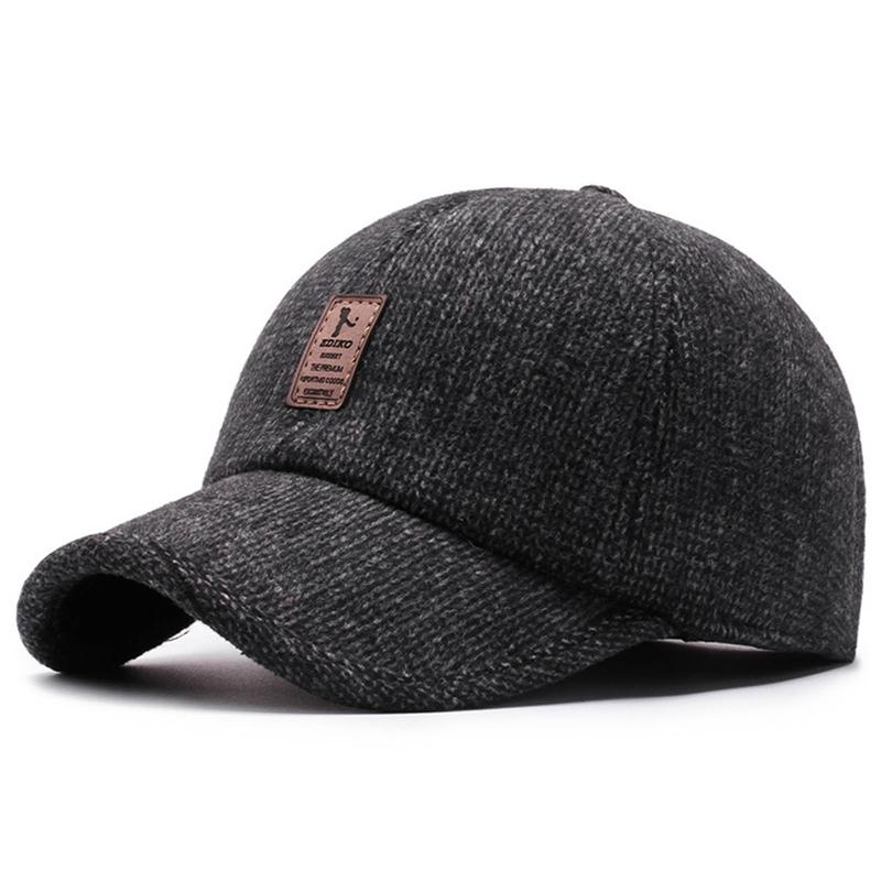 

Baseball Cap with Ear Flaps Full Cap Men s Outdoor Hiking Sport Cap Old School Style Dad Hat Woolen Cap Winter/Autumn/Spring