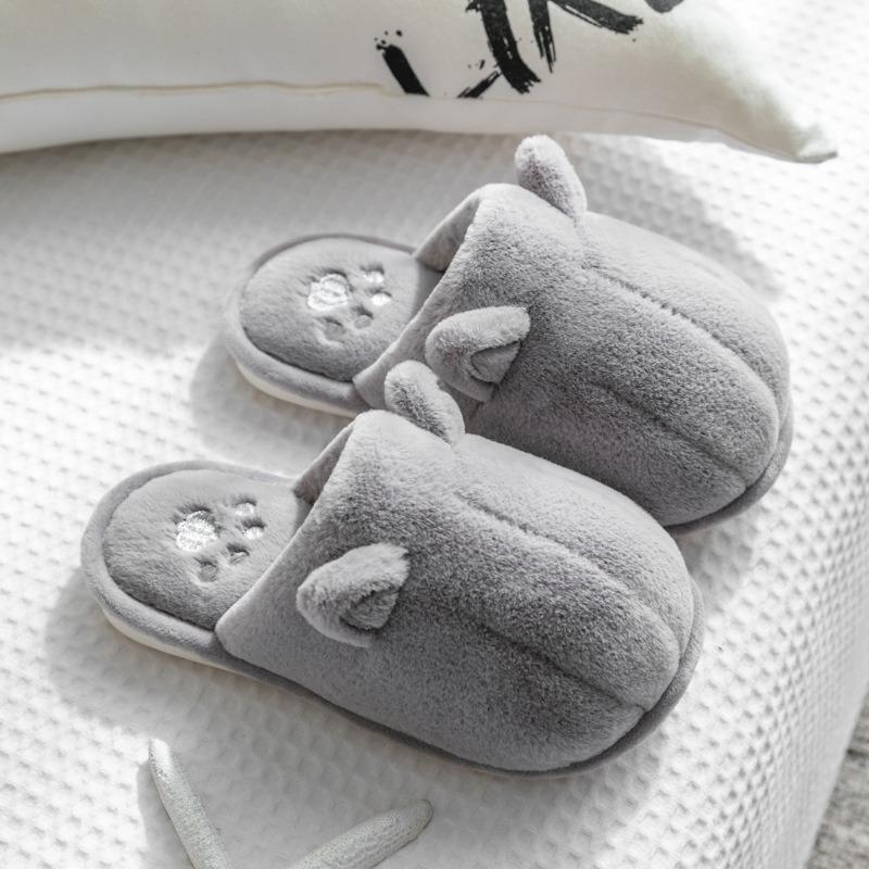 Cotton slippers for women in winter home cute plush home couple indoor warm furry dormitory cotton slippers for men autumn and winter
