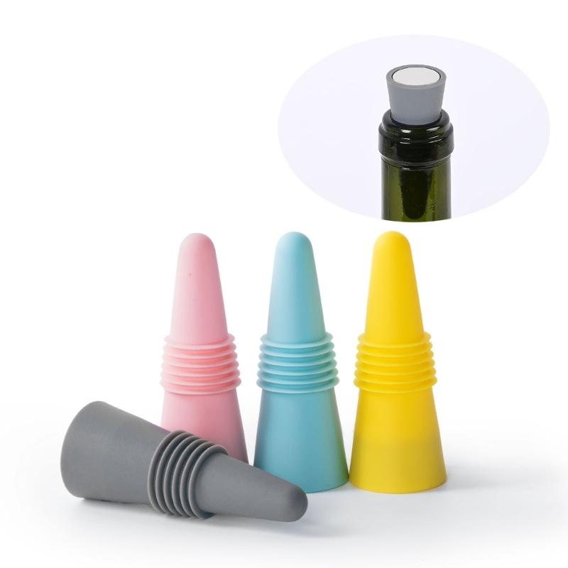 Pack Of 4 Multicolors Silicone Wine Stoppers with Metal Top Multipurpose Bottle Preservers Beverage Bottles Corks