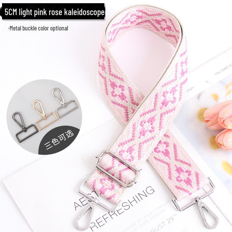 5CM Adjustable Multi-Color Women's Bag Strap - Kaleidoscope Pattern, Wide, Cross-Body