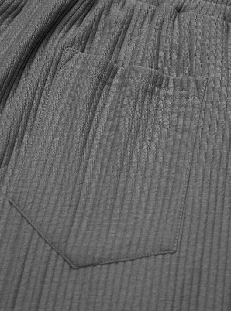 European Striped Wide-Leg Men's Casual Ribbed Drawstring Trousers: Large Size, Spring-Autumn, Straight-Leg, Loose Fit.