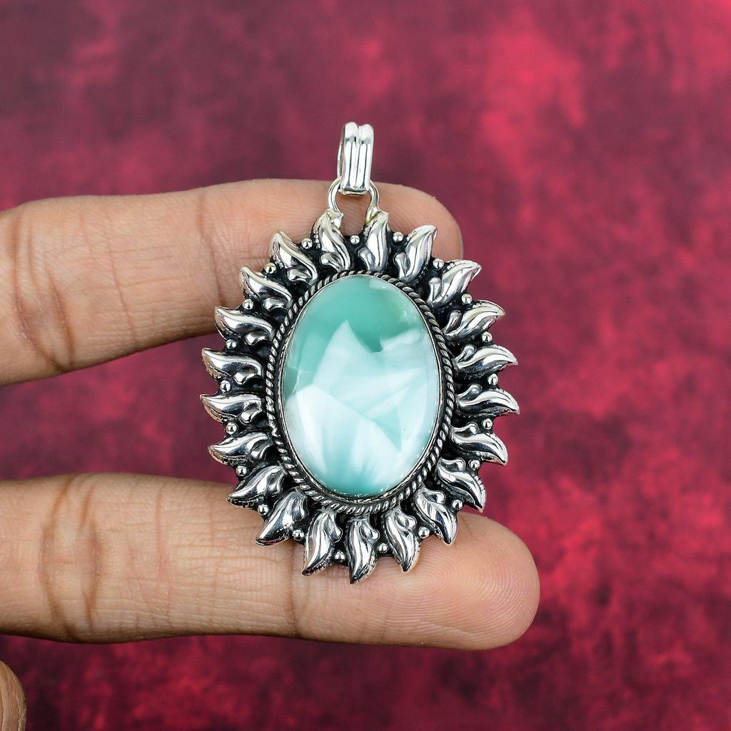 Hemimorphite Pendant, 925 Solid Sterling Silver Gemstone Jewelry, Handmade Pendant, For Thanksgiving