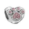 New Silver Plated Pink Diamond Butterfly Alloy Large Hole Charm Beads For DIY Bracelet Necklace Jewelry Accessories Gift