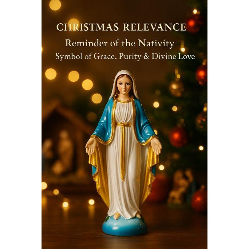 Immaculate Mary Figurine | Christmas Prayer Statue, Marble-Look Decorative Showpiece