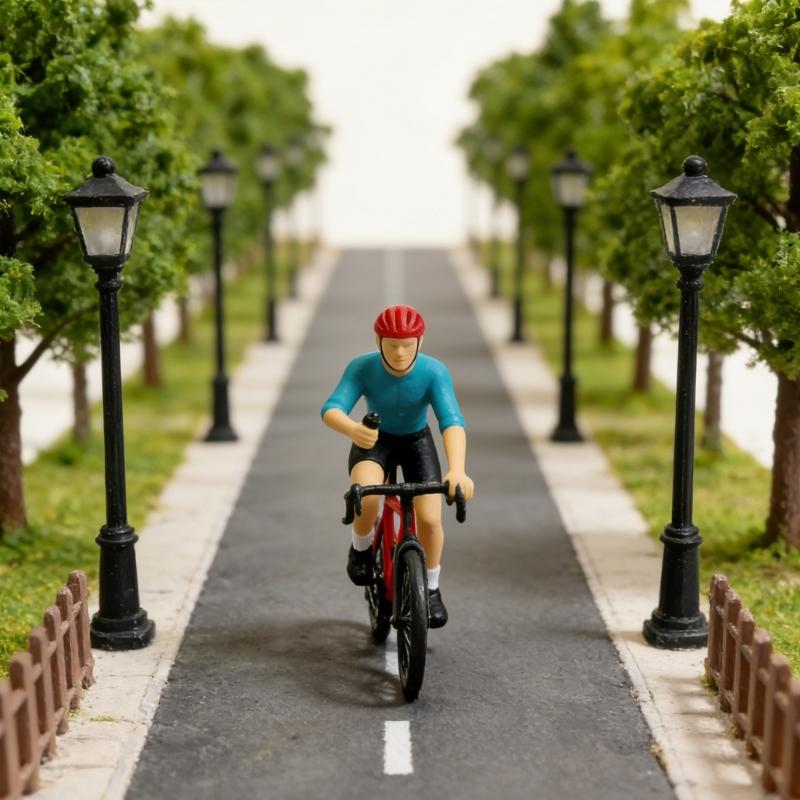 1:64 Cycling Statue Miniature Craft Cycling Scene Miniatures Resin Texture Suitable for Desktop Decorating and Present