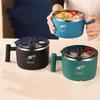 Stainless Steel Noodle Bowl with Lid, Large Drainable Soup Bowl, Easy To Wash Ramen Bowl with Drain Hole and Spoon for Dormitory