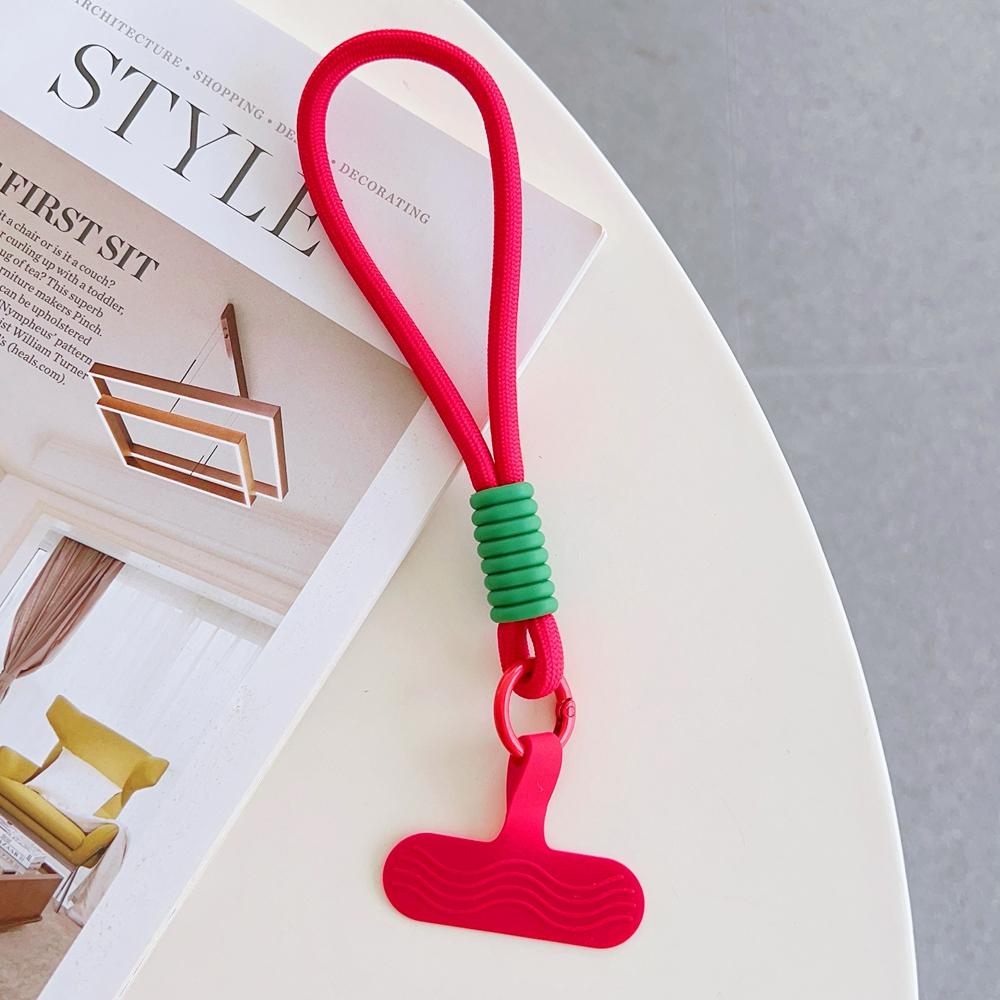 Universal Braided Short Mobile Phone Lanyard Strap Hanging Chain Ring Silicone Cord with Patch Wrist Strap Cell Phone Detachable