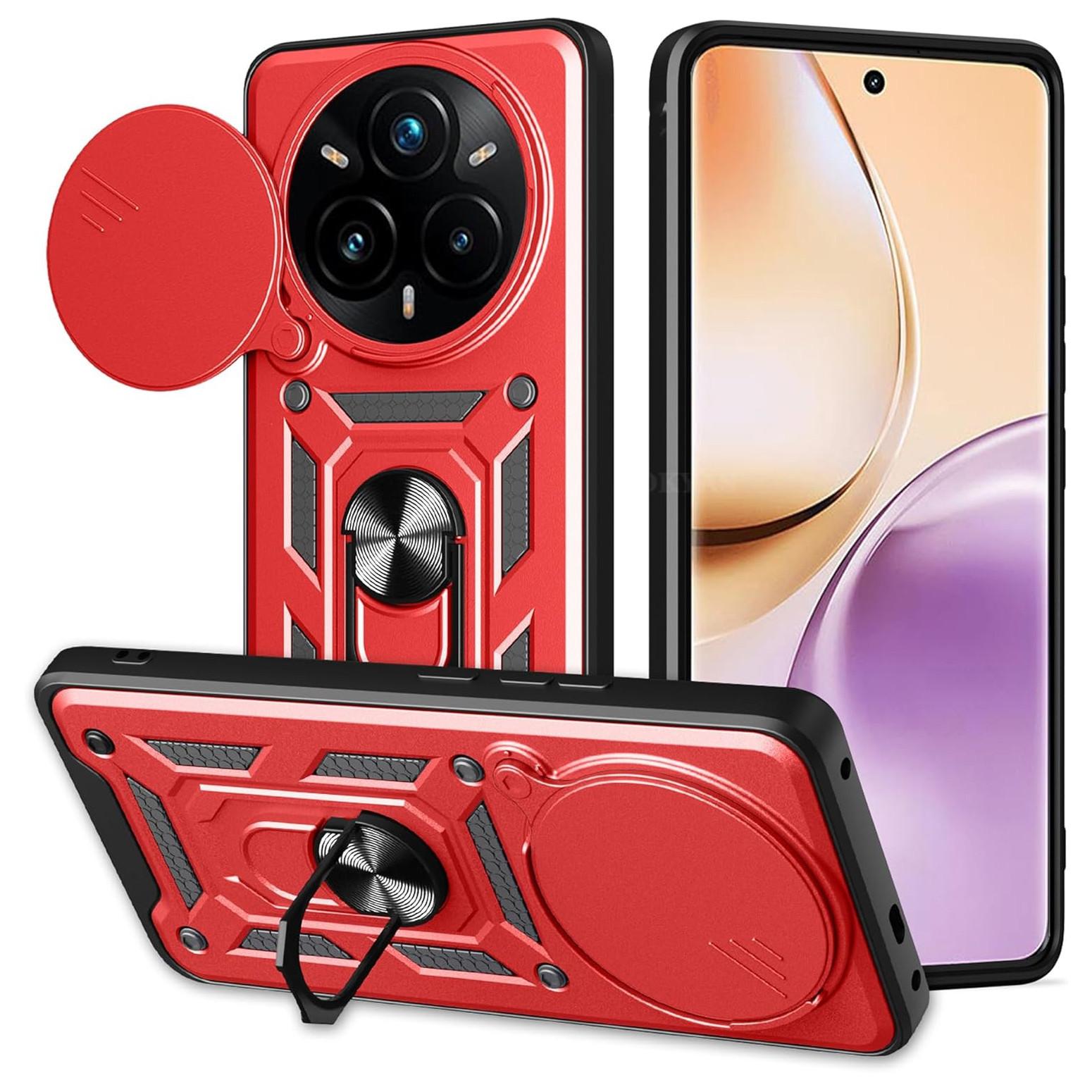 

Бронированный чехол для Realme 14 Pro 5G 14 Pro+ Plus Чехол Защита объектива с кольцом Магнитный держатель Coque Fundas Capa Realme 14 Pro красный